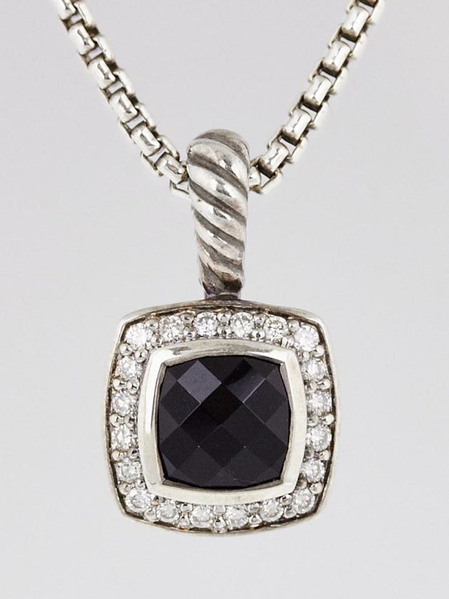 David Yurman 7mm Black Onyx and Diamond Petite Albion Pendant