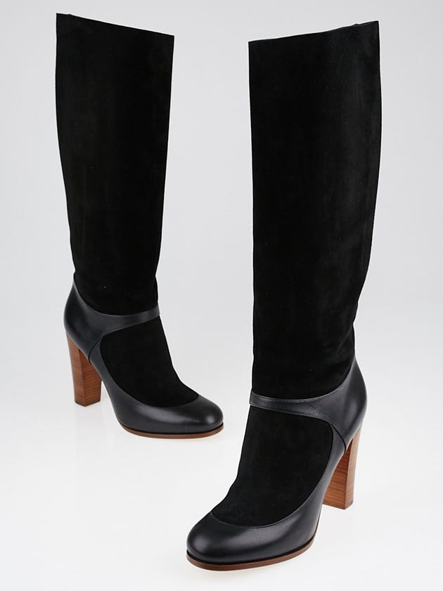 Celine Black Suede and Leather High Boots Size 9/39.5