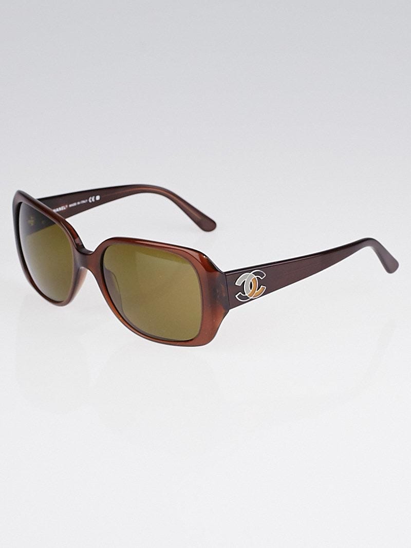古典 Chanel Brown Yoogi's | Sunglasses-5101 CC Frame Square Frame サングラス+メガネ