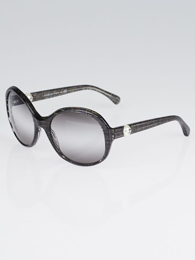 Chanel Black Glitter Acetate Frame Pearl CC Sunglasses-5211-H