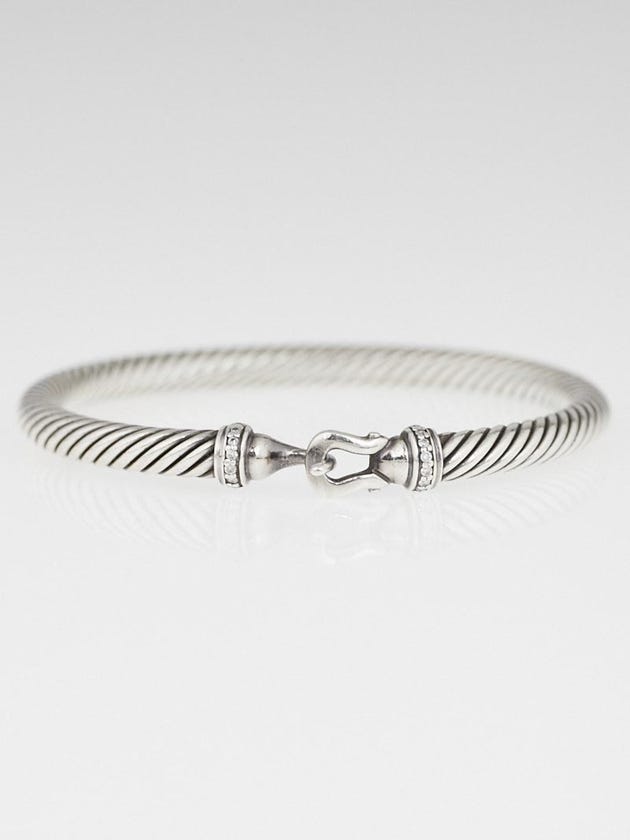 David Yurman 5mm Sterling Silver and Diamond Cable Buckle Bracelet