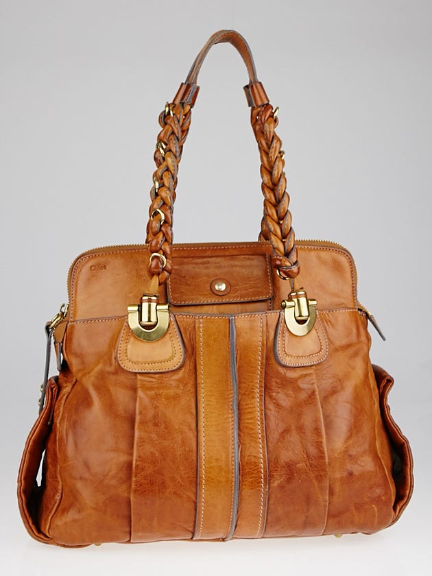 Chloe Camel Calfskin Leather Heloise Large Satchel Bag