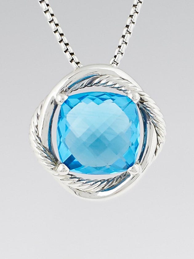 David Yurman 14mm Blue Topaz and Sterling Silver Infinity Pendant Necklace