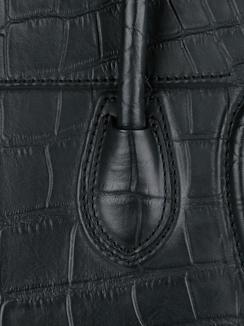 Celine Black Stamped Crocodile Embossed Leather Medium Phantom