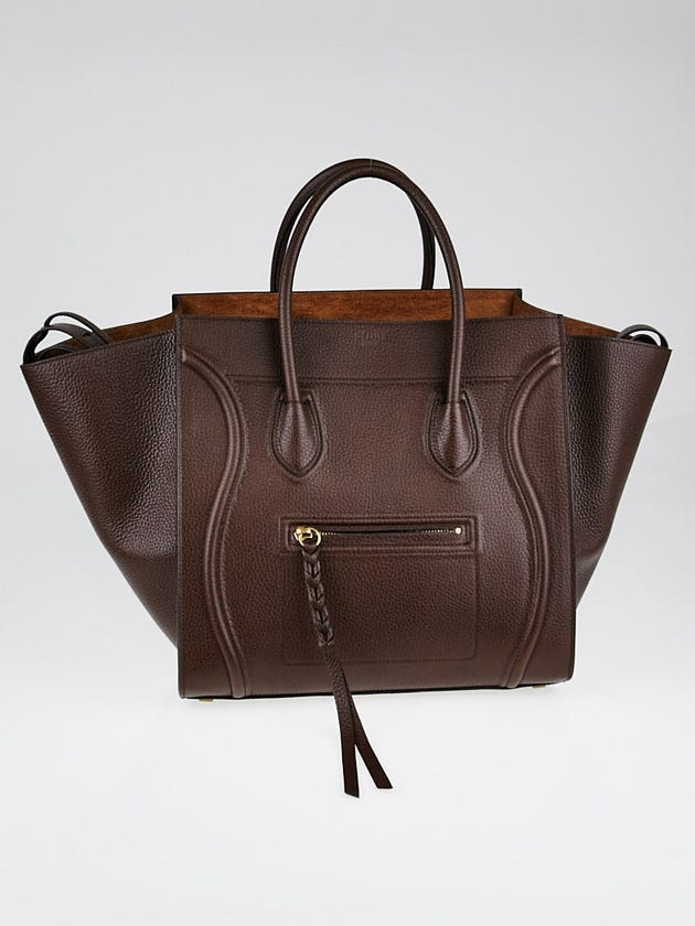 Celine Brown Calfskin Leather Medium Phantom Luggage Tote Bag