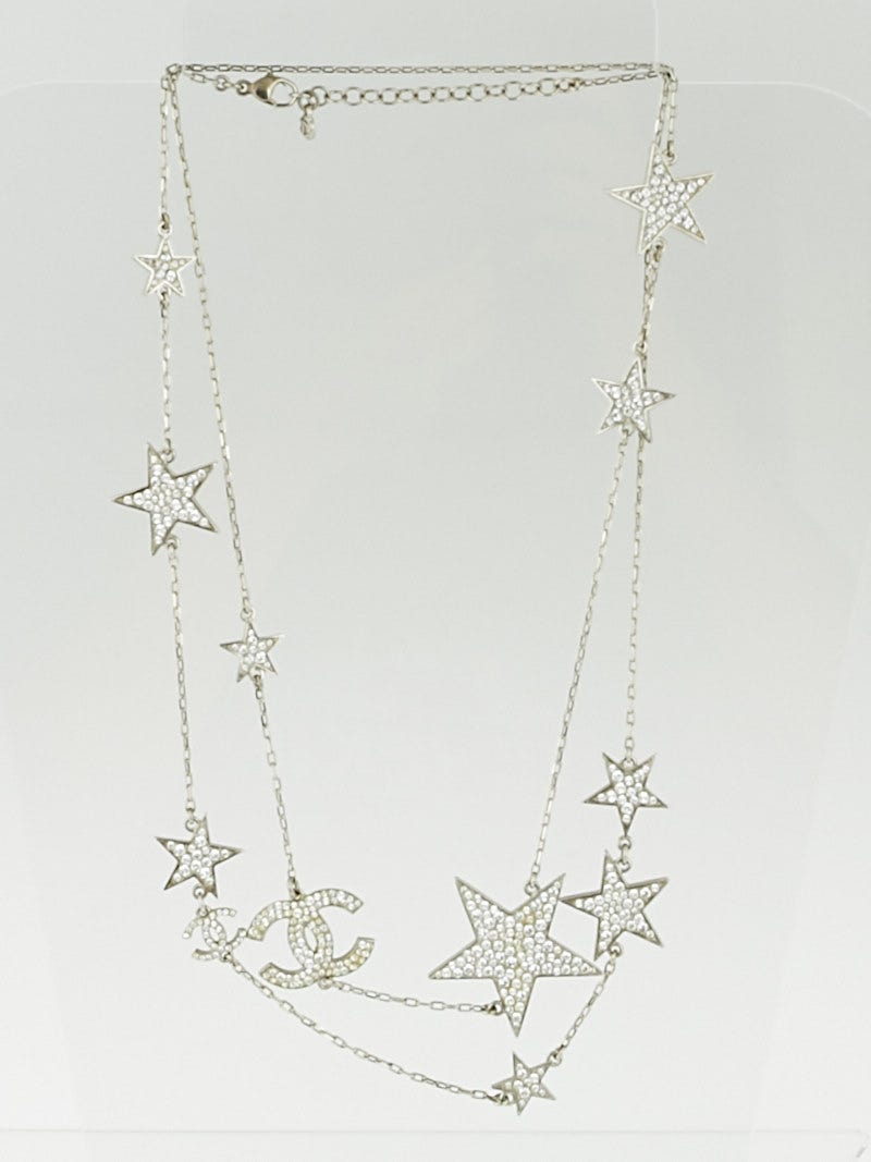 Chanel Silvertone and Swarovski Crystal Star CC Long Necklace - Yoogi's  Closet