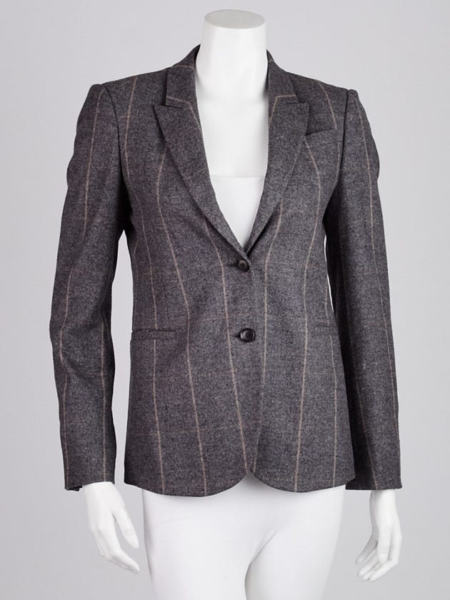 Gucci Grey Striped Wool Blend Wool Blazer Jacket Size 6/40