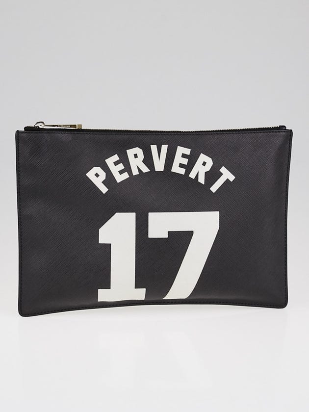 Givenchy Black Coated Canvas 'Pervert 17' Zip Pouch Clutch Bag