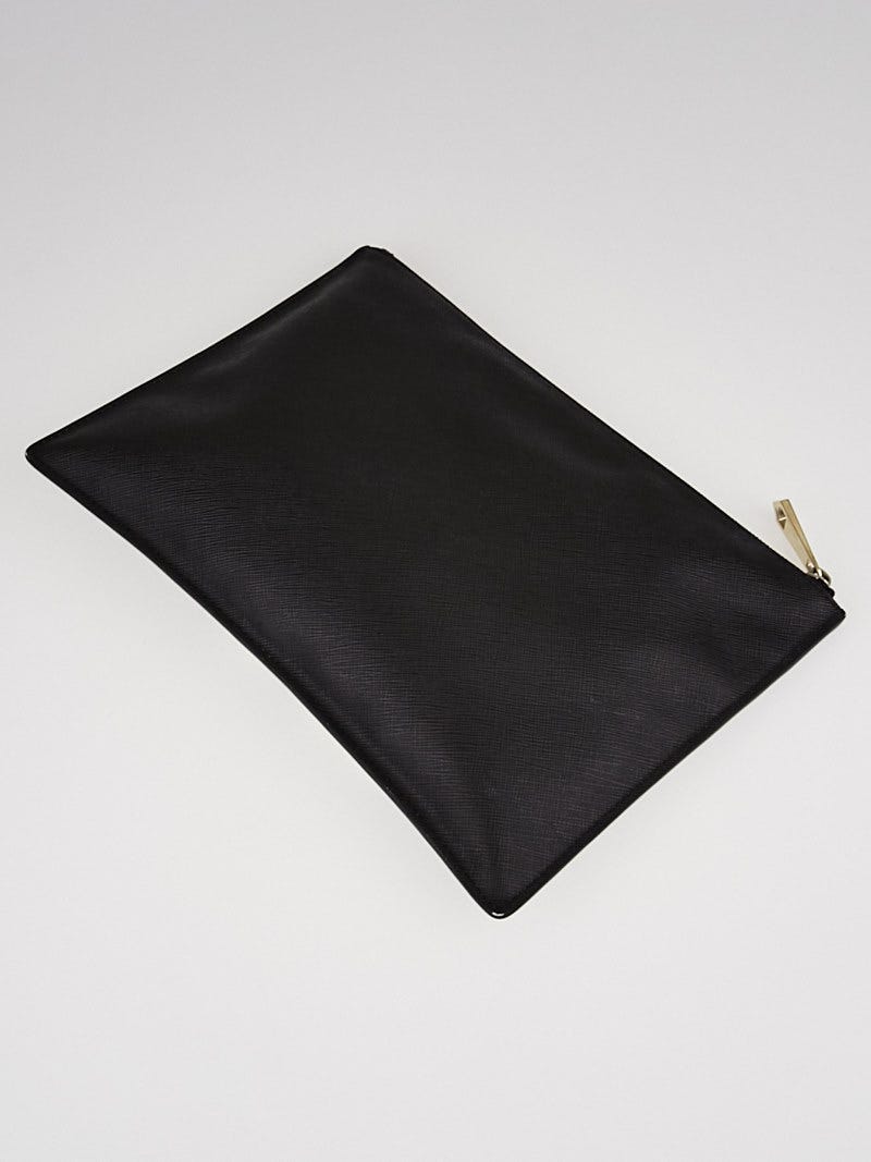 pochiページ Givenchy Black Coated Canvas 'Pervert 17' Zip Pouch Clutch