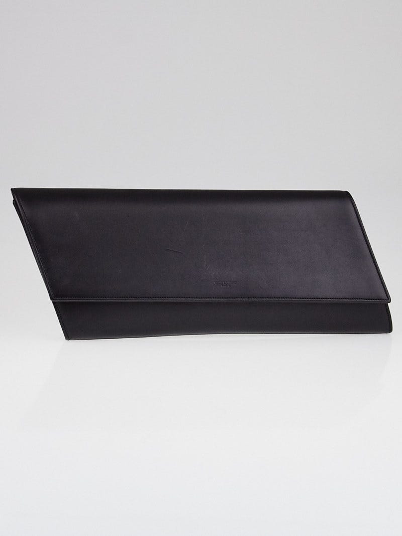 Yves Saint Laurent Black Calfskin Leather Diagonale Clutch Bag