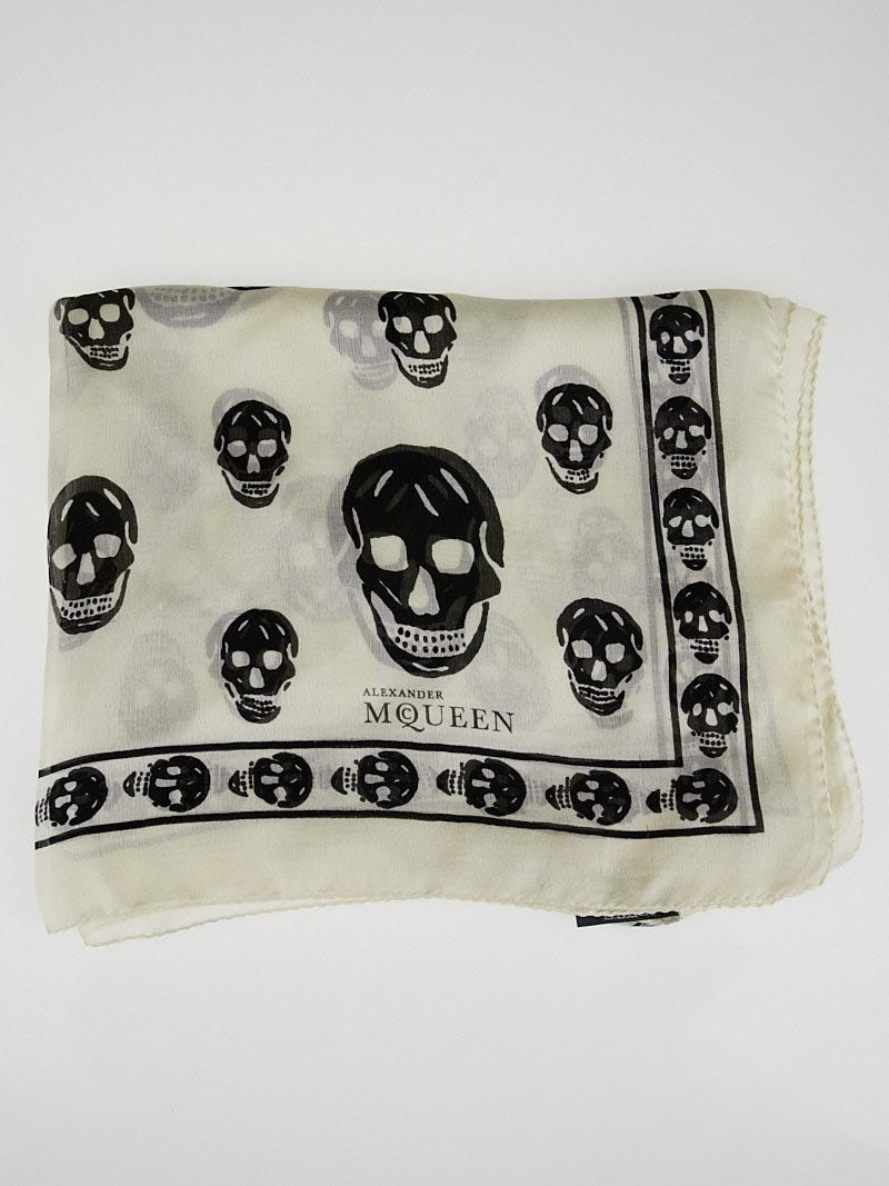 Alexander McQueen Cream/Black Silk Chiffon Classic Skull