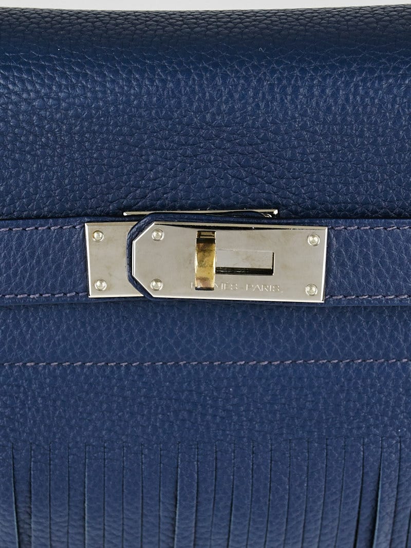 Hermes 42cm Bleu Lin Togo Leather Palladium Plated JPG Kelly