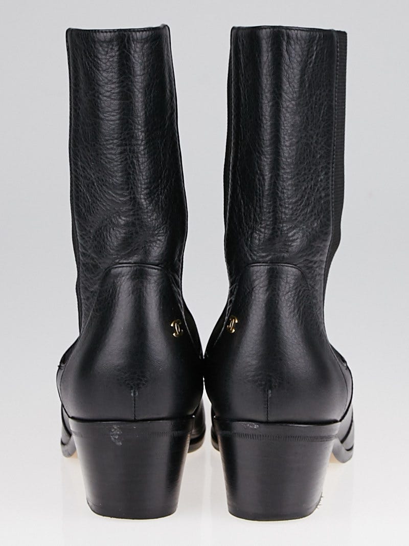 Chanel Black Tumbled Calf Leather Chelsea Boots Size 7.5/38 Chanel Black Tumbled Calf Leather Chelsea Boots Size 7.5/38