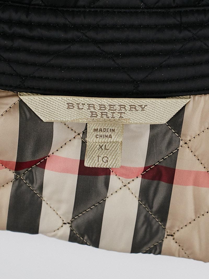 Burberry Brit Black Quilted Nylon Kencott Jacket Size XL Yoogi s