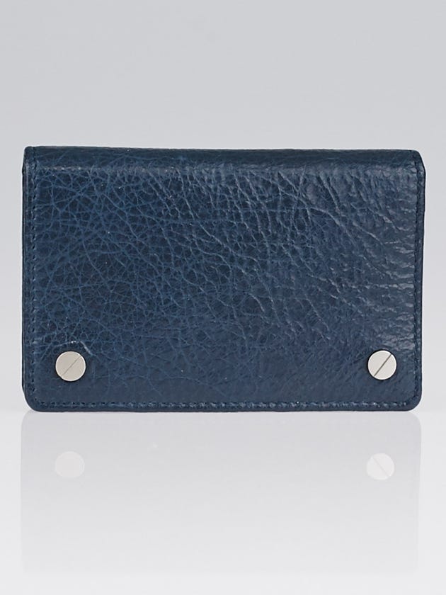 Balenciaga Blue Persan Lambskin Leather Arena Card Case
