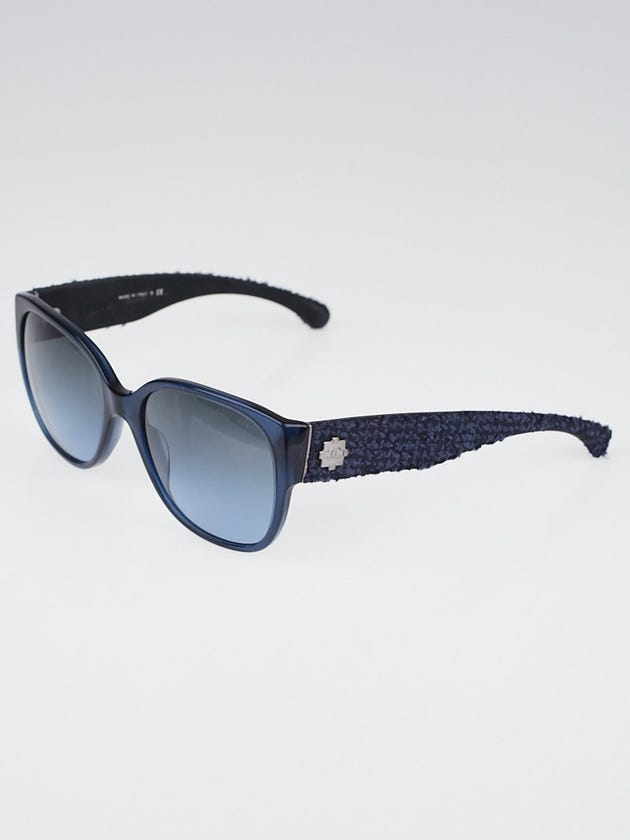 Chanel Blue Frame and Tweed Oversized Sunglasses-5237