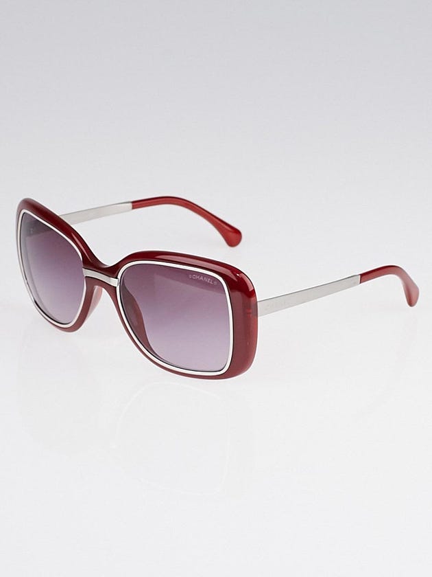 Chanel Dark Red Oversize Plastic Frame Logo Sunglasses-6044