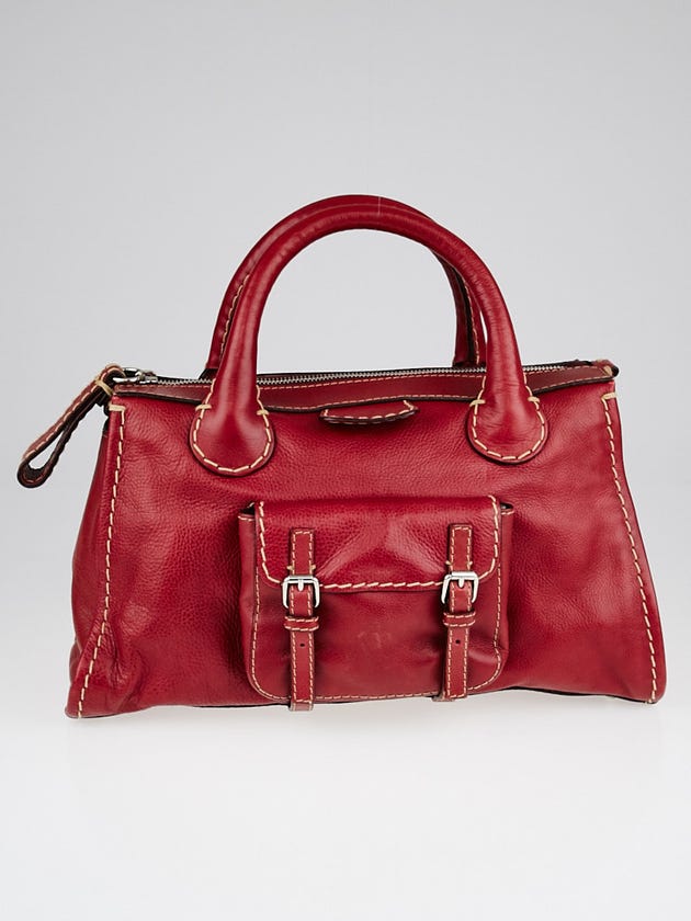 Chloe Red Leather Edith Satchel Bag