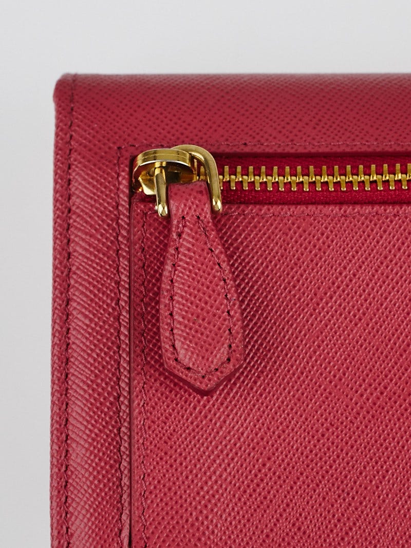 Prada Peonia Saffiano Metal Leather Continental Wallet 1M1132