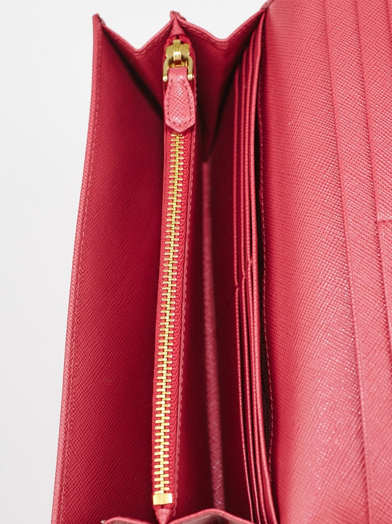 Prada Peonia Saffiano Metal Leather Continental Wallet 1M1132
