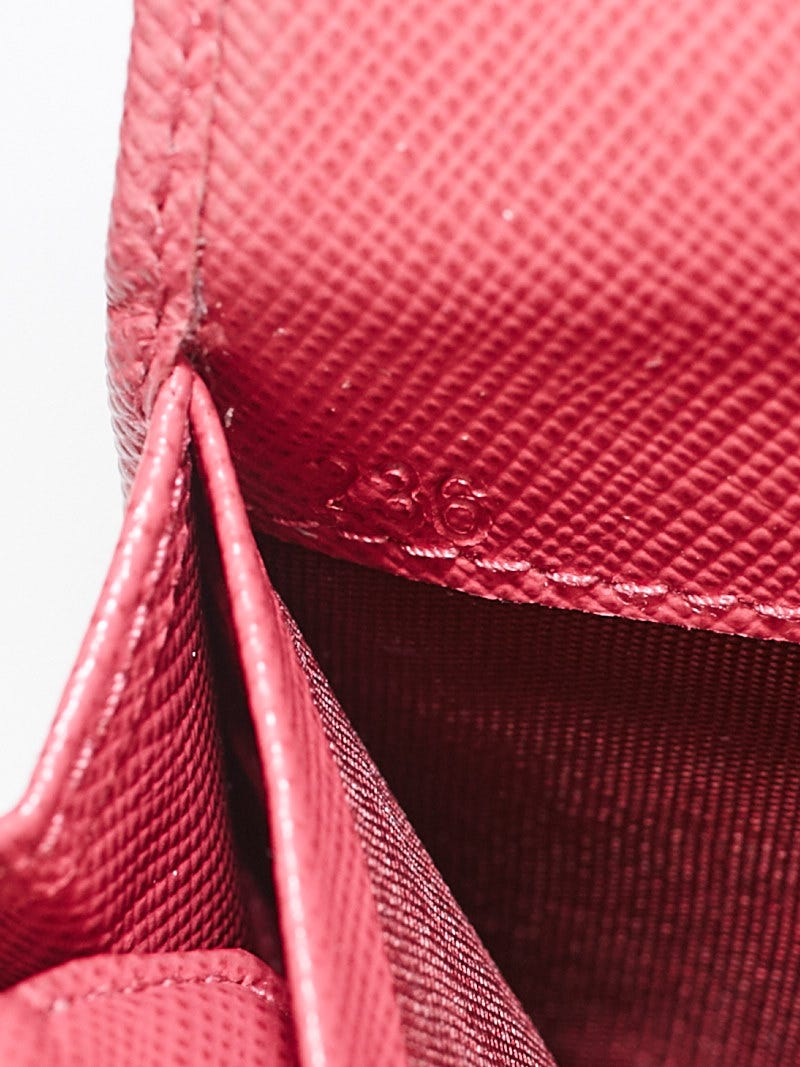 Prada Peonia Saffiano Metal Leather Continental Wallet