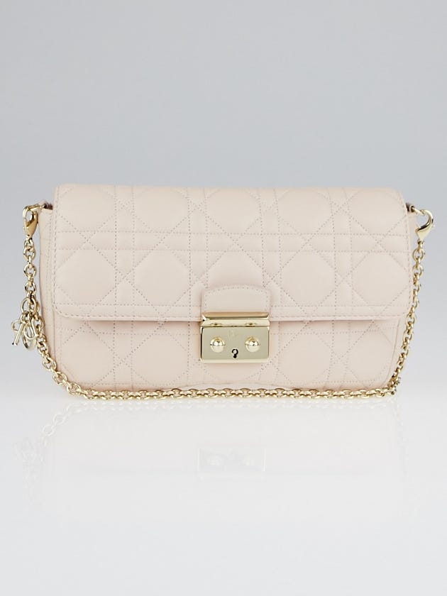 Christian Dior Pale Pink Cannage Quilted Lambskin Leather Miss Dior Small Flap Bag