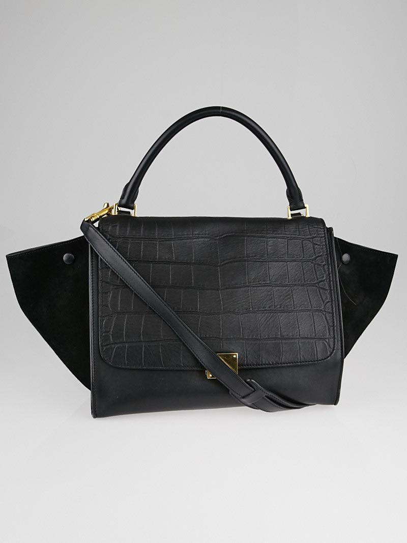 Celine trapeze croc embossed store