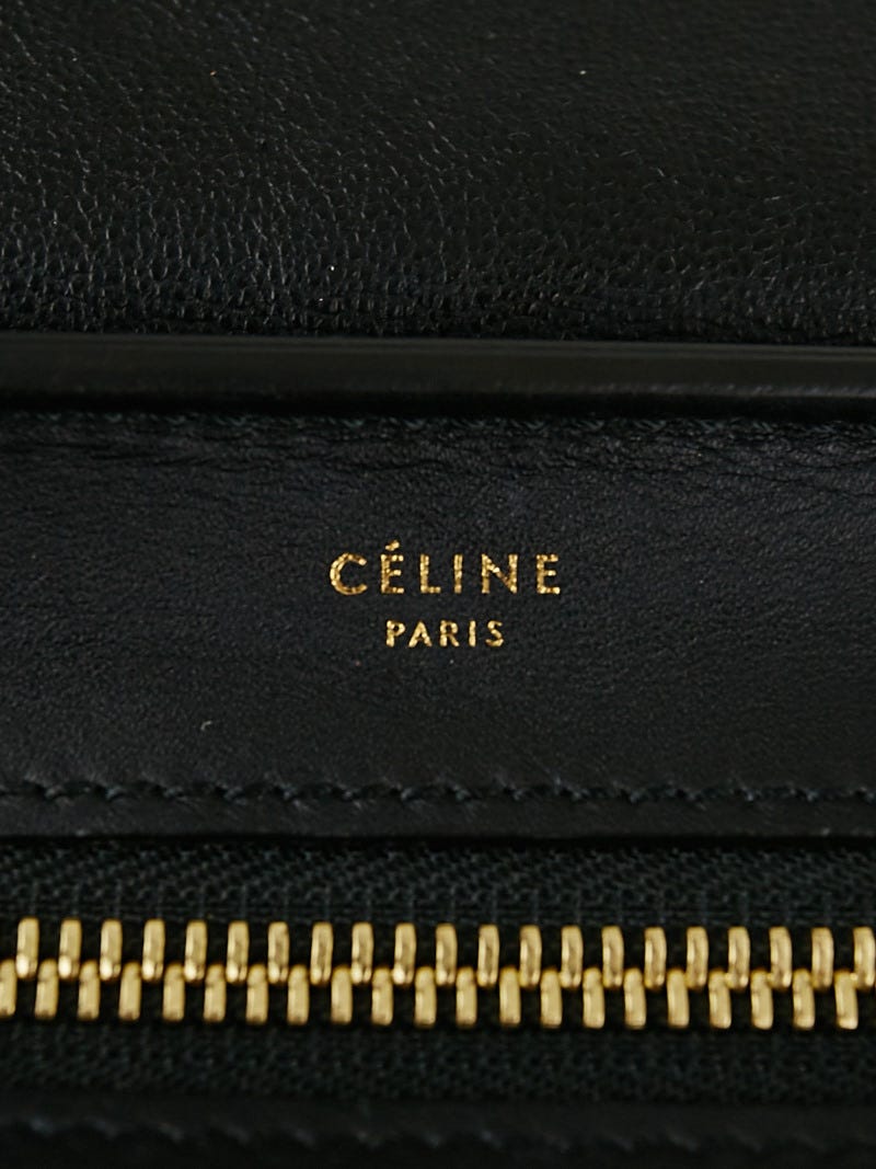 Celine Black Crocodile Embossed Leather and Suede Small Trapeze Bag