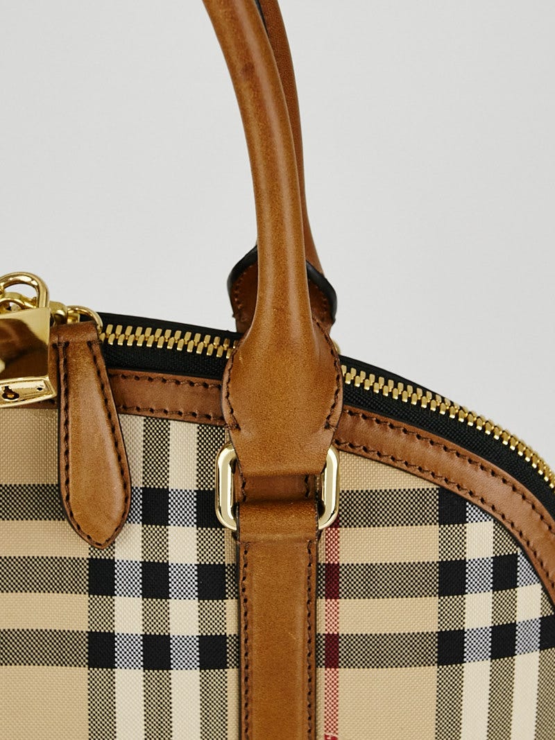 BURBERRY Horseferry Check Small Orchard Bowling Bag Gold 1303257