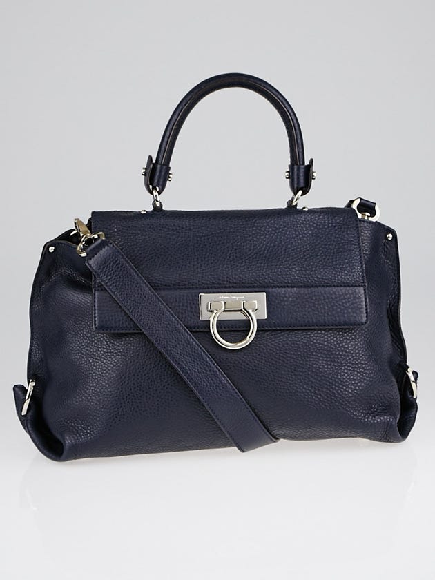 Salvatore Ferragamo Blueberry Pebbled Calfskin Leather Sofia Bag