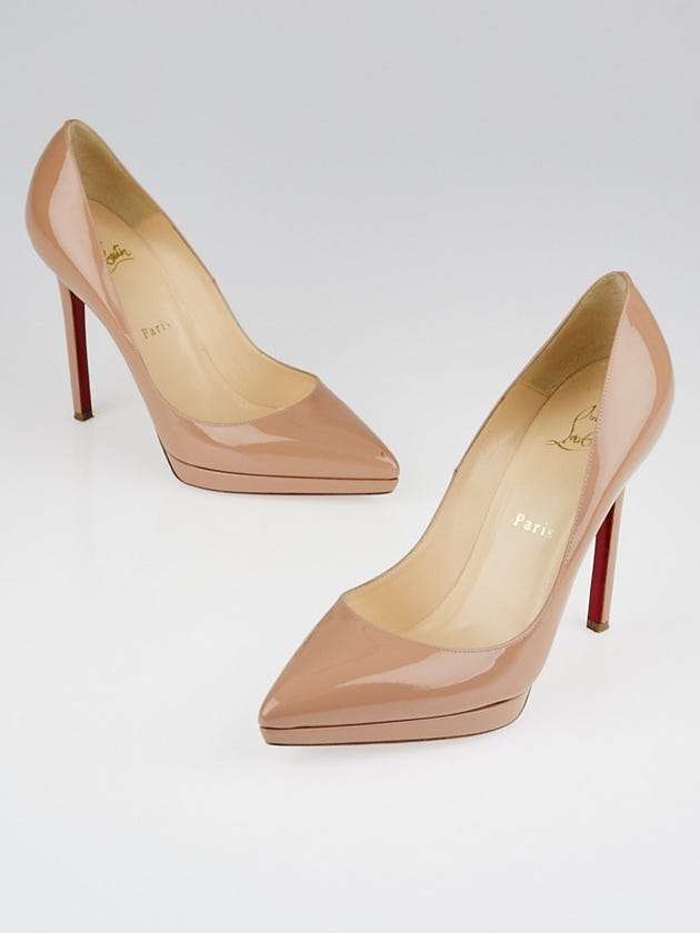 Christian Louboutin Nude Patent Leather Pigalle Plato 120 Pumps Size 7/37.5
