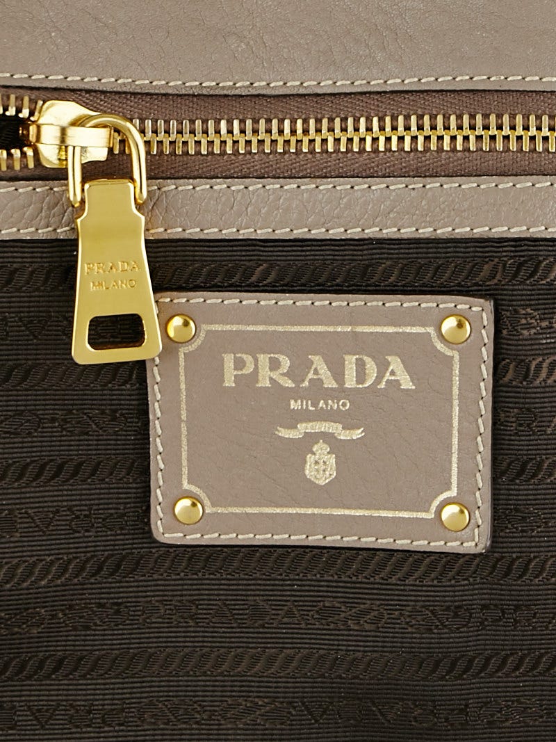 Prada Argilla Vitello Daino Leather Top Handle Bag BR4420