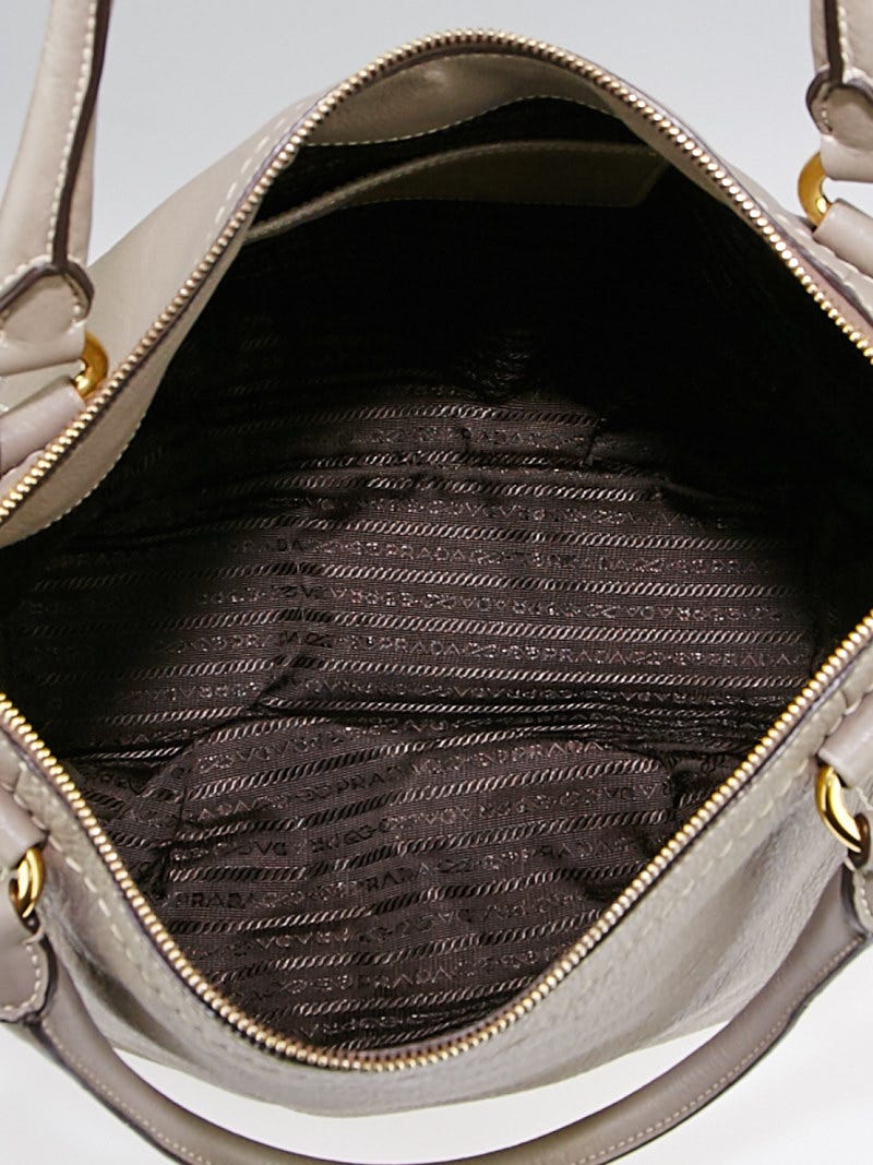 Prada Argilla Vitello Daino Leather Top Handle Bag BR4420