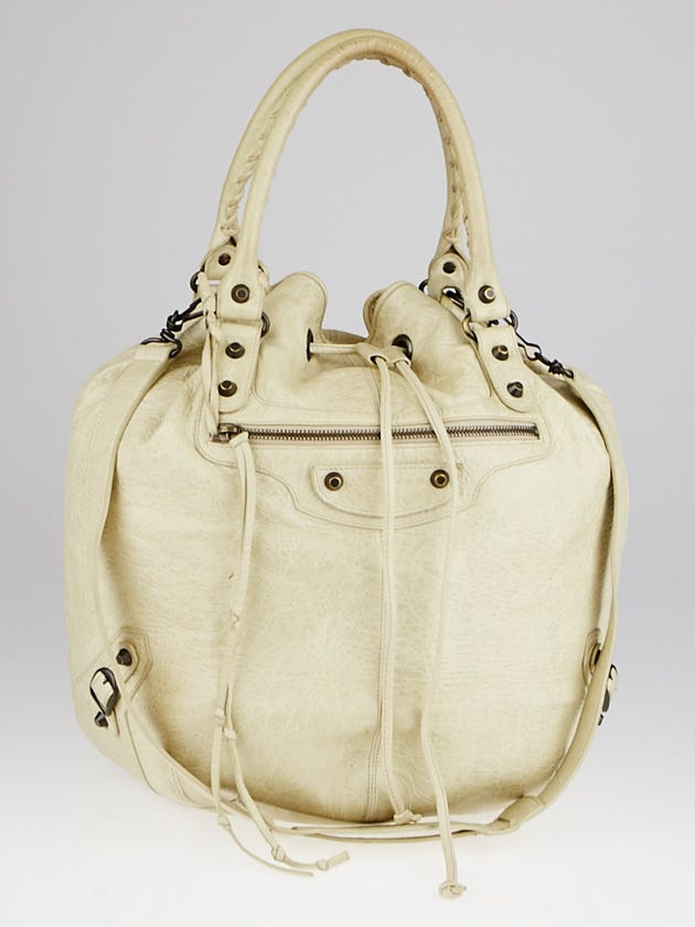 Balenciaga Praline Lambskin Leather Pompon Bag
