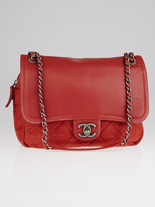 Chanel Red Quilted Iridescent Calfskin Leather In-the-Mix Flap Bag