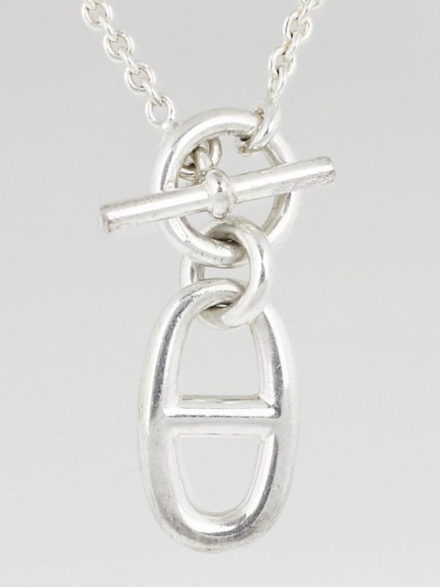 Hermes Sterling Silver Amulette Chaine d'Ancre Pendant Necklace