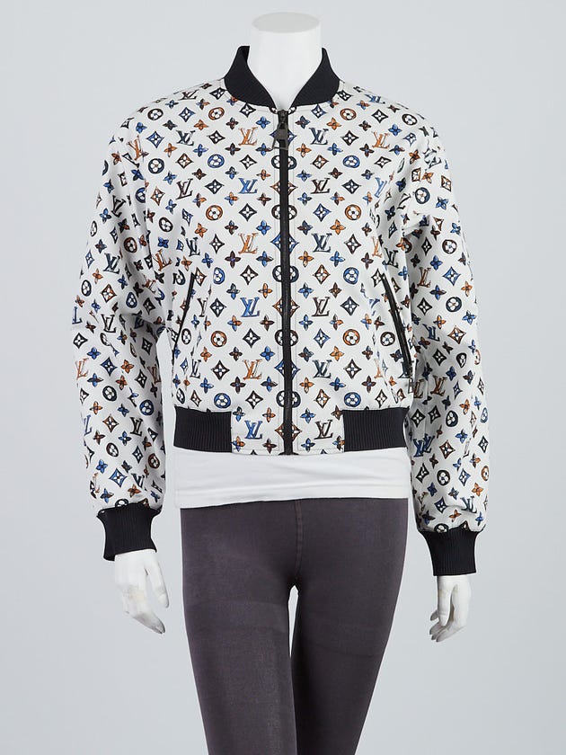 Louis Vuitton White Monogram Cotton and Polyester Bomber Jacket Size 6/40