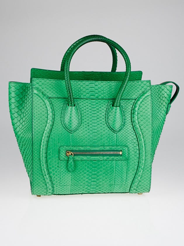 Celine Grass Green Python Mini Luggage Tote Bag | Yoogi's Closet