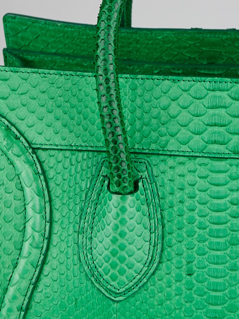 Celine Grass Green Python Mini Luggage Tote Bag | Yoogi's Closet