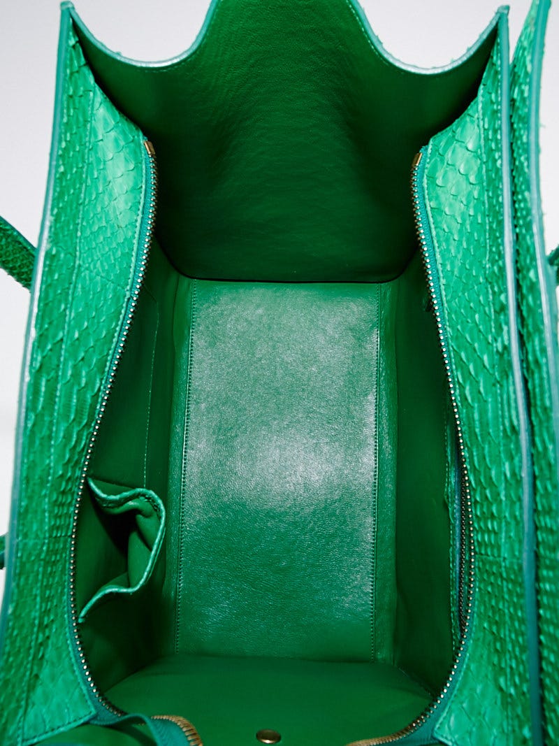 Celine Grass Green Python Mini Luggage Tote Bag | Yoogi's Closet