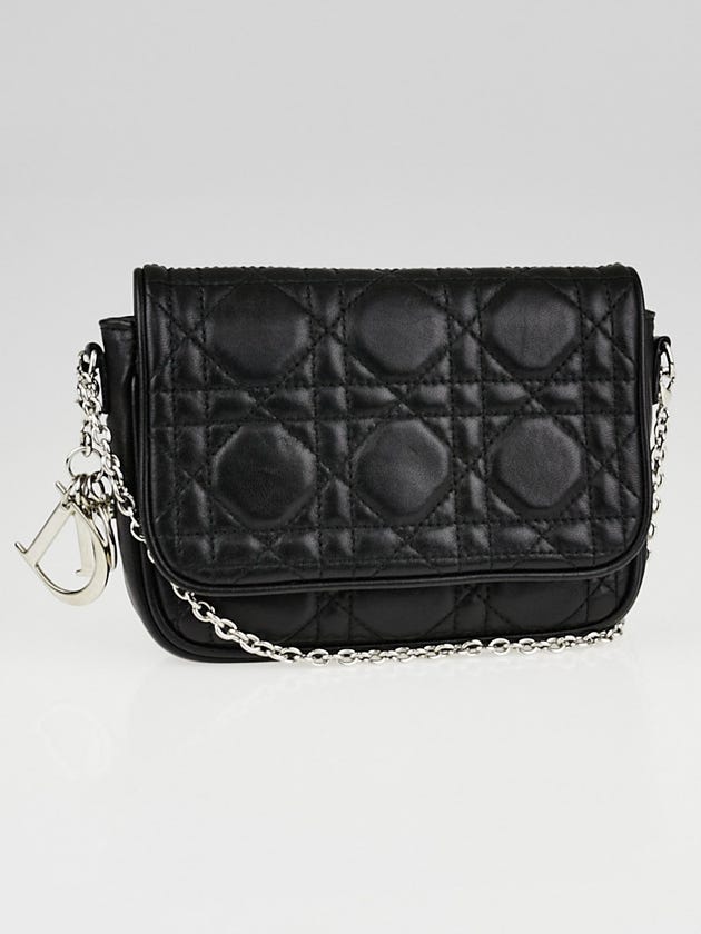Christian Dior Black Cannage Quilted Lambskin Leather Lady Dior Mini Crossbody Bag