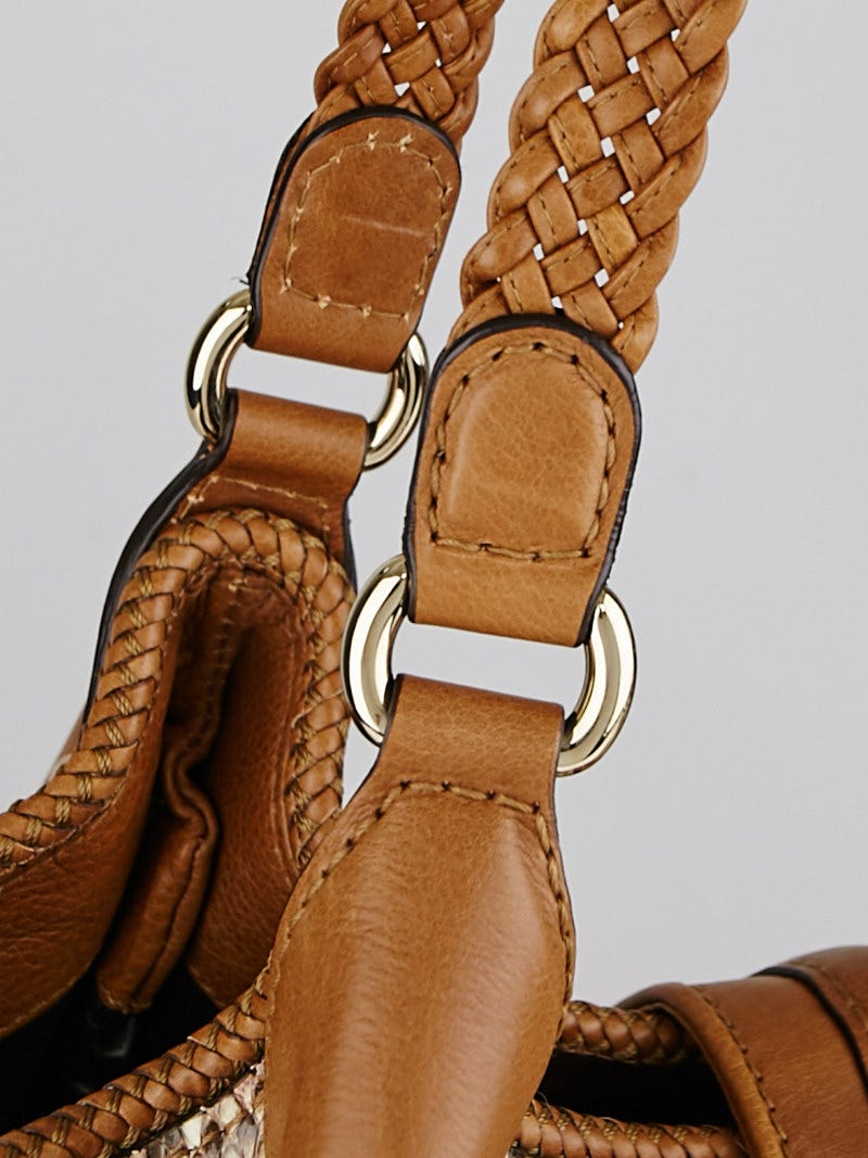 Gucci Beige/Brown Python and Leather Marrakech Large Hobo