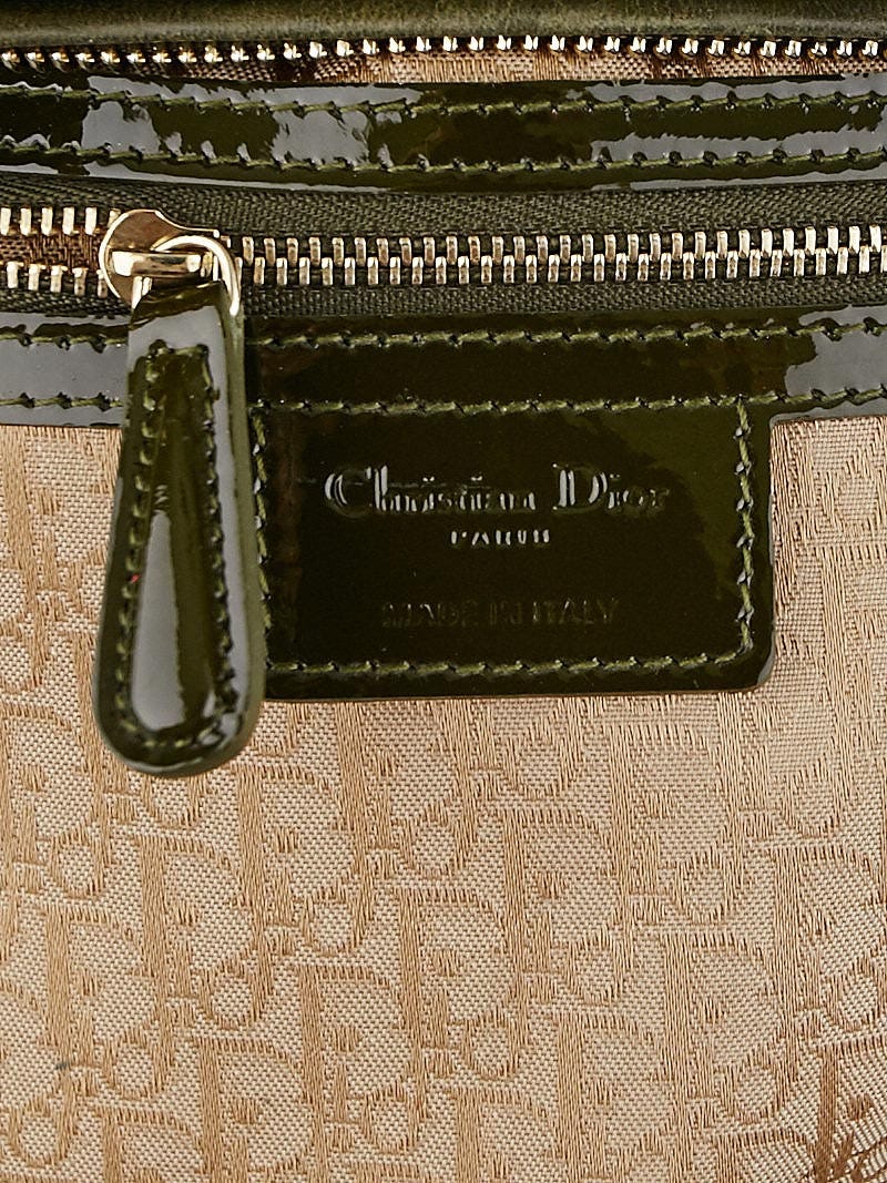 Christian Dior Olive Green Cannage Quilted Patent Leather Christian Dior Olive Green Cannage Quilted Patent Leather