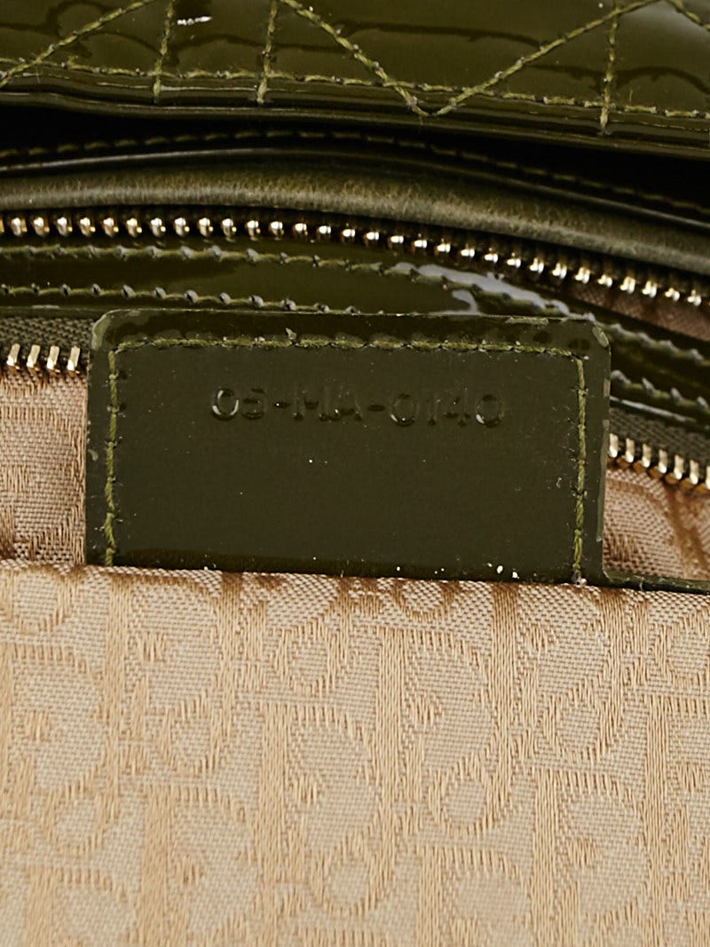Christian Dior Olive Green Cannage Quilted Patent Leather Christian Dior Olive Green Cannage Quilted Patent Leather