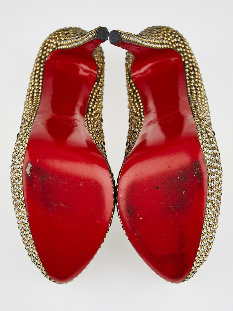 Christian Louboutin Hematite Gold Ring Strass Lady Peep 150 Christian Louboutin Hematite Gold Ring Strass Lady Peep 150