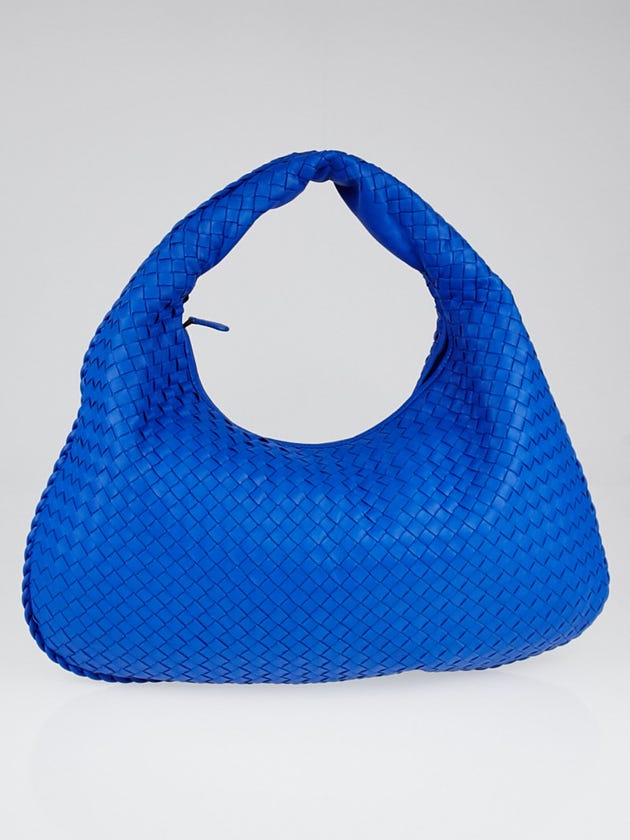 Bottega Veneta Signal Blue Intrecciato Woven Nappa Leather Large Veneta Hobo Bag
