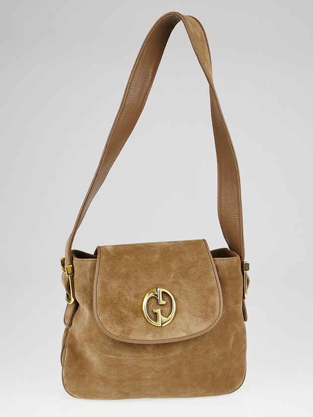 Gucci Brown Suede 1973 Medium Shoulder Bag