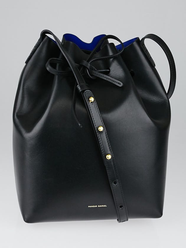 Mansur Gavriel Black/Royal Leather Bucket Bag