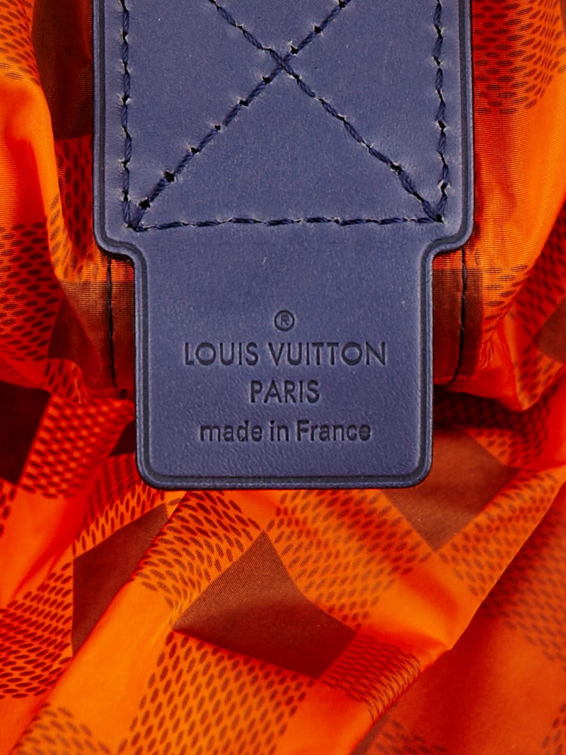 LOUIS VUITTON Empty Orange BAG 10”W 8.25”H 6” Width With Blue Rope Handles