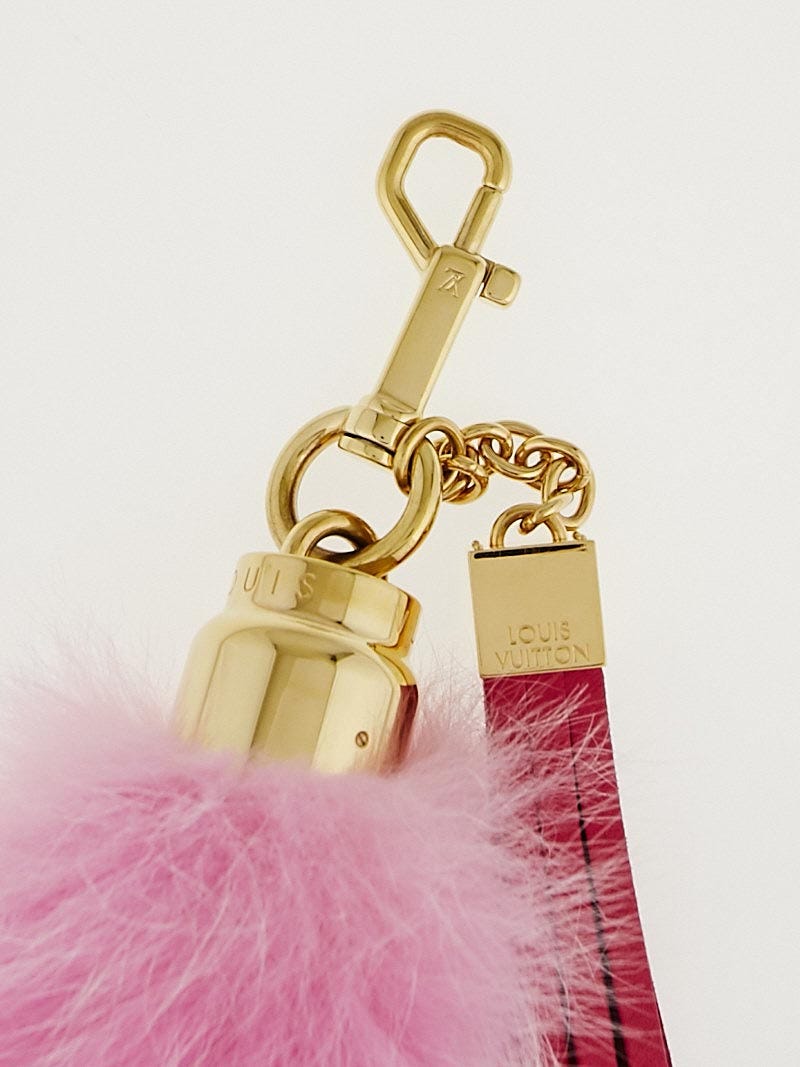 Louis Vuitton Pink Fox Fur Bag Charm and Key Chain - Yoogi's Closet